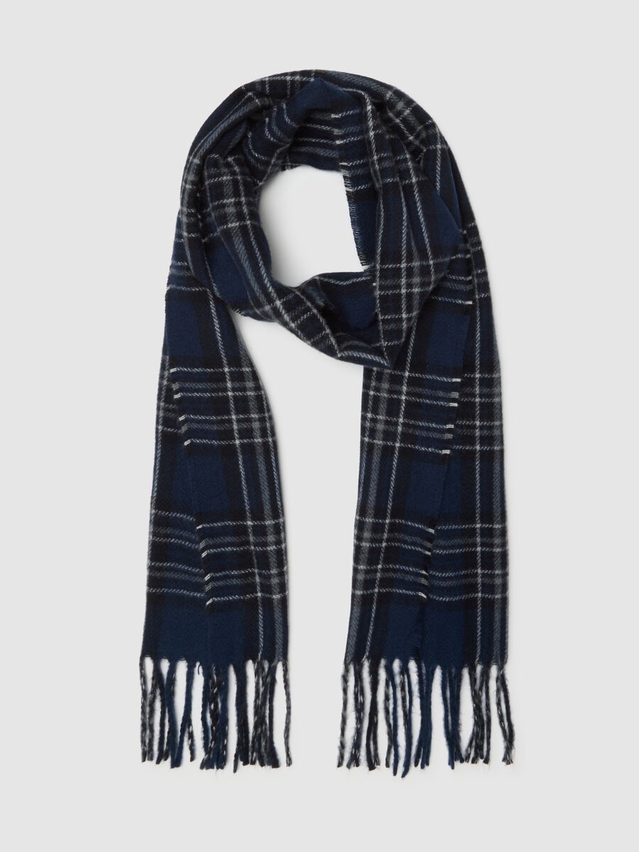 Checked Multicolour Scarf with Tassels_0