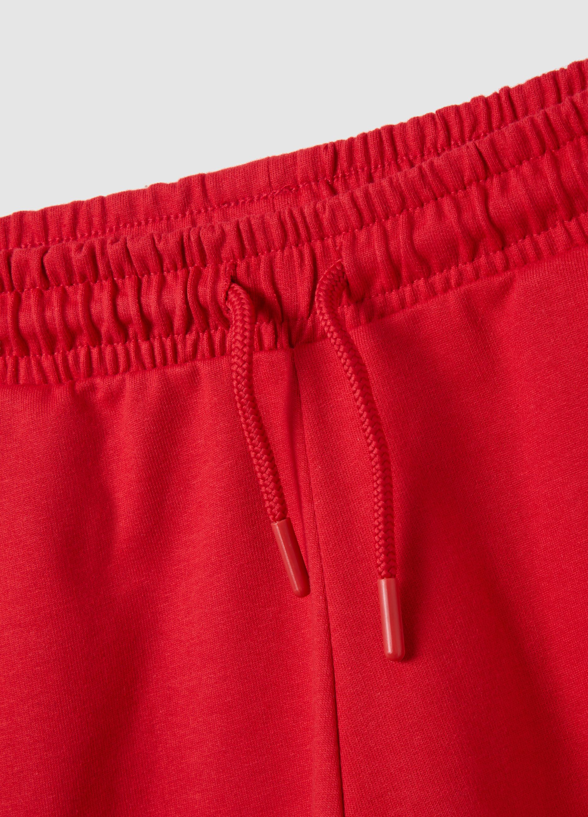 Short da bambino in puro cotone rosso regular fit con girovita elasticizzato