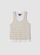 Beige striped viscose-blend tank top, regular fit_0