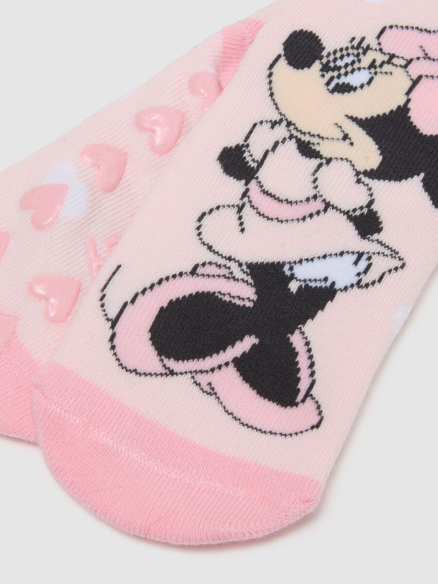 Calze da bambina in misto cotone rosa antiscivolo con stampa Disney_0