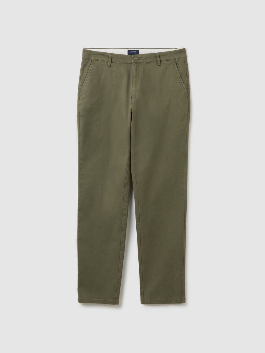 Green Stretch Cotton Regular Fit Trousers_0