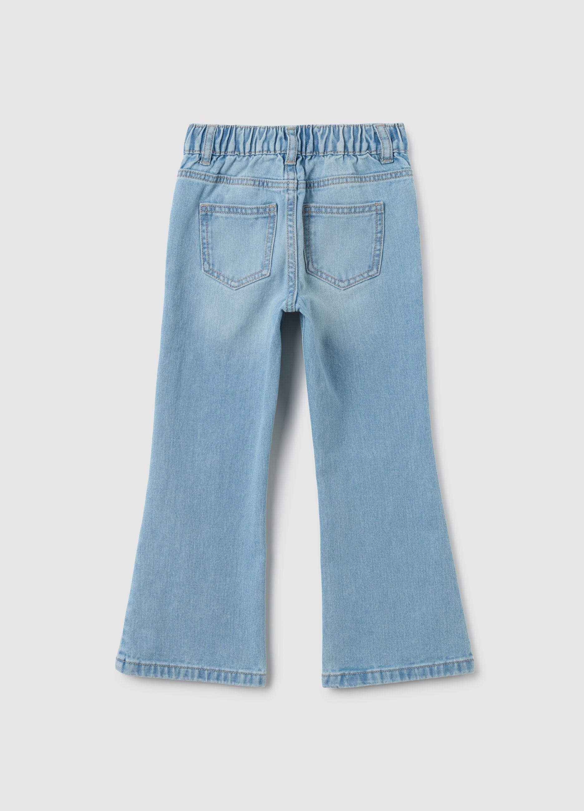 Girls' pure cotton blue regular fit jeans with Disney embroidery