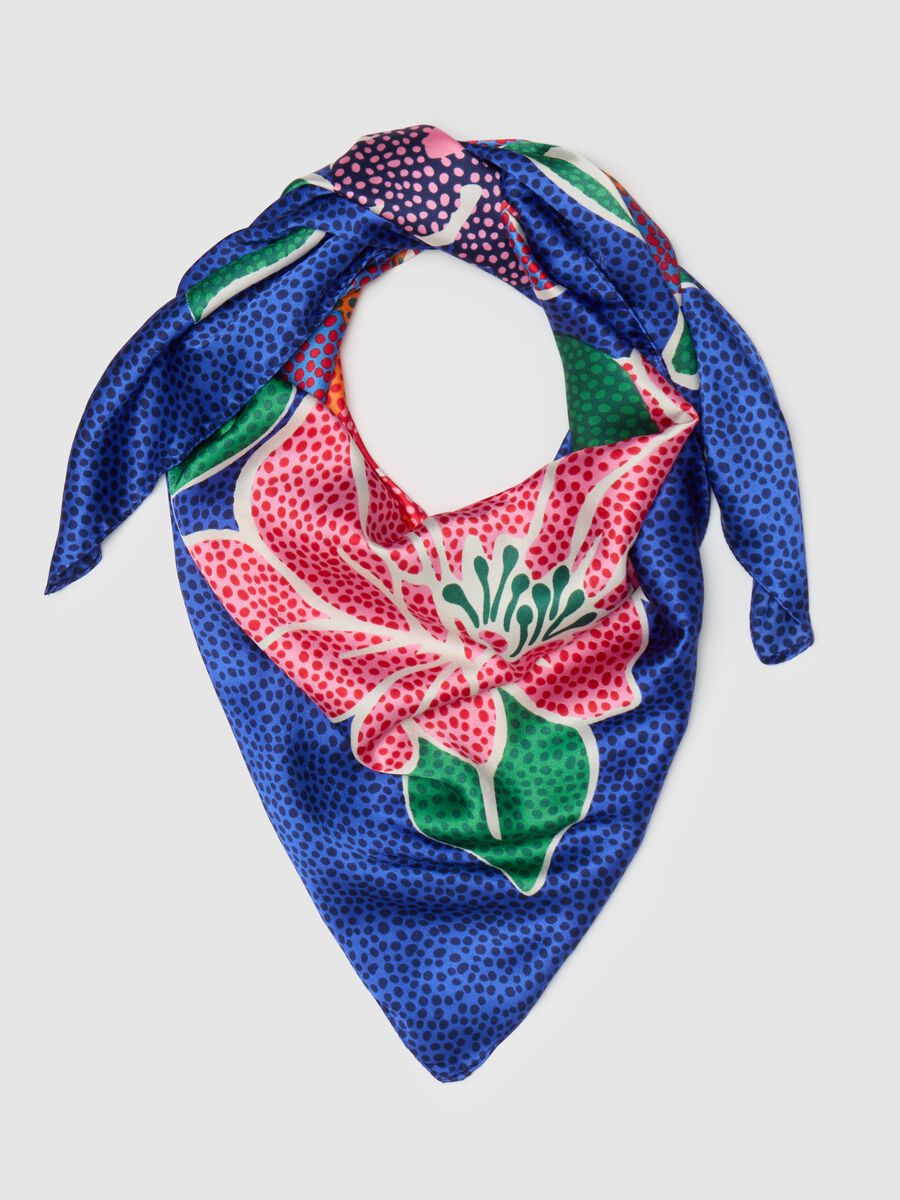 Animal print foulard with flower print_0