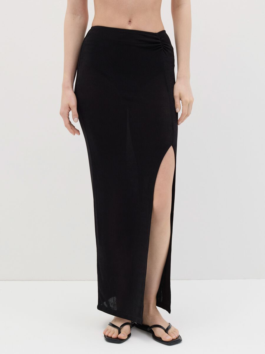Long black beach cover-up skirt_1