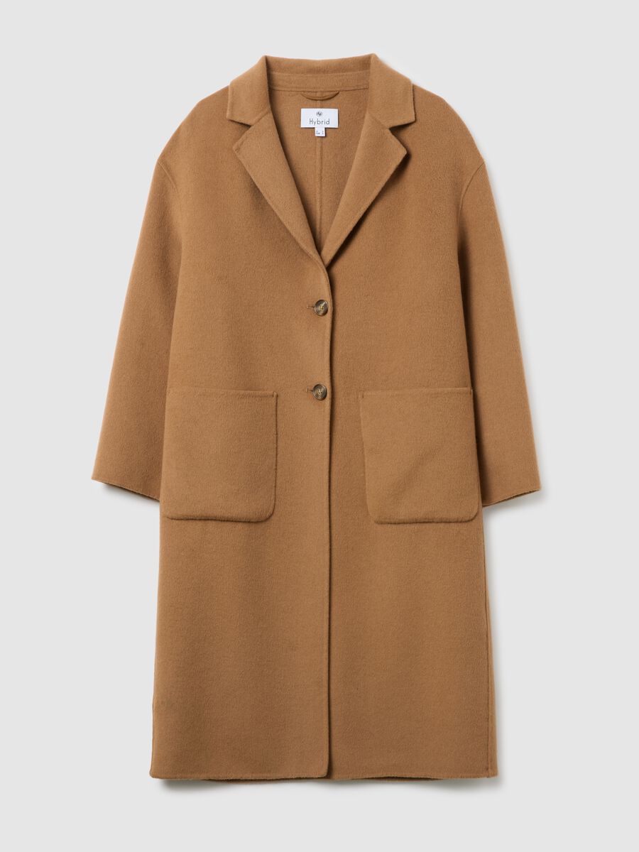 Cappotto lungo marrone in misto lana e cashmere regular fit_0