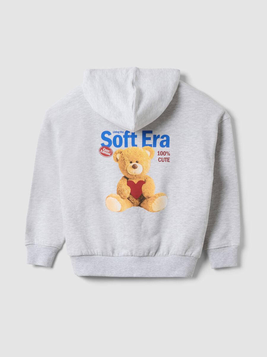 Grey oversized hoodie with teddy bear print in a cotton and viscose blend_5