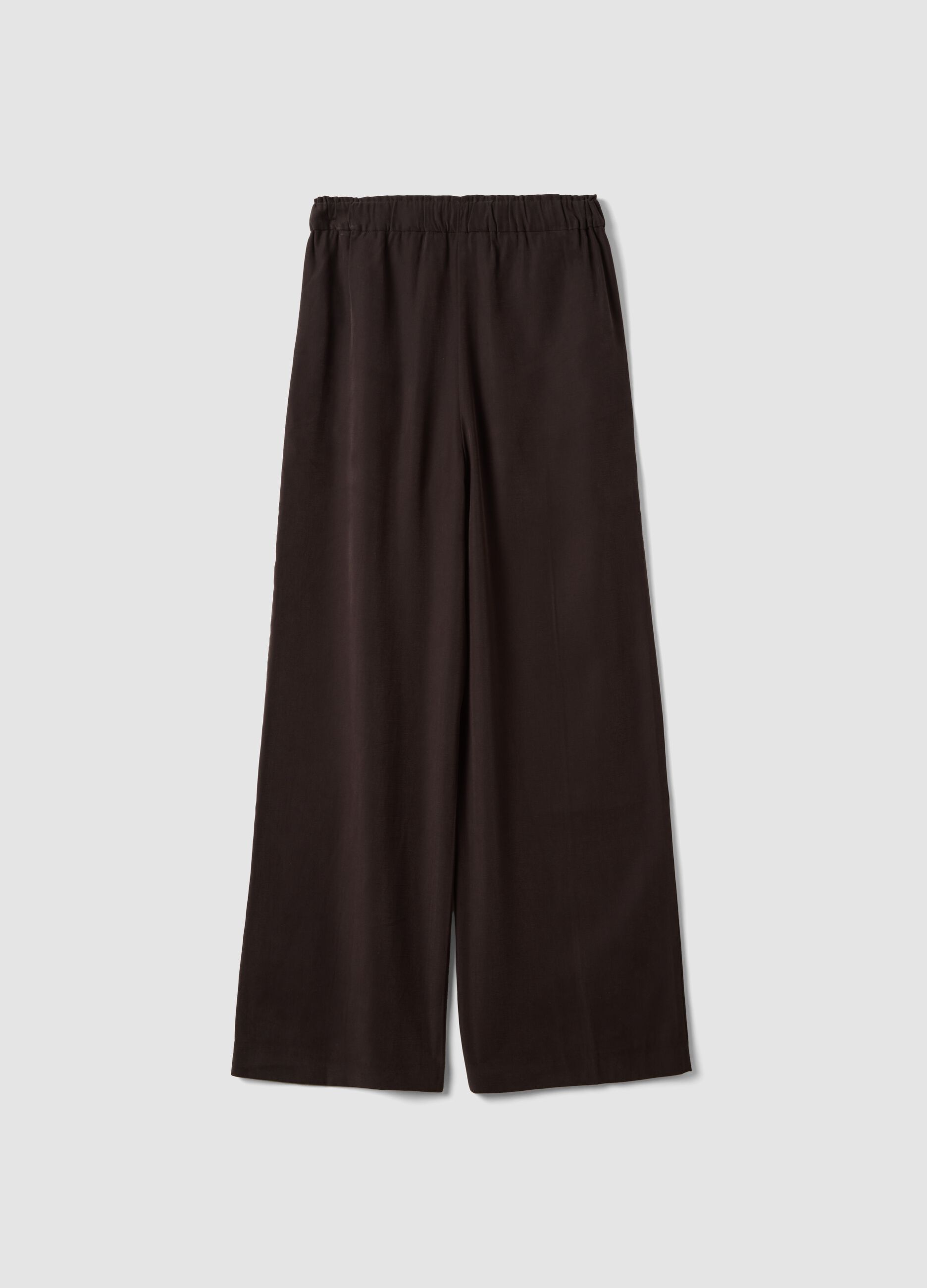 Brown viscose-blend wide-leg jogger trousers
