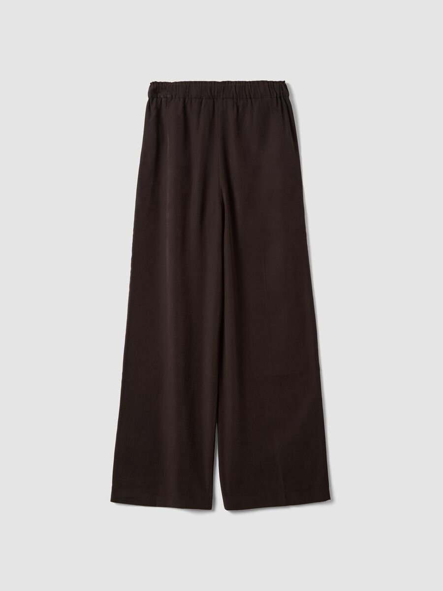 Pantaloni jogger marroni in misto viscosa wide leg_6