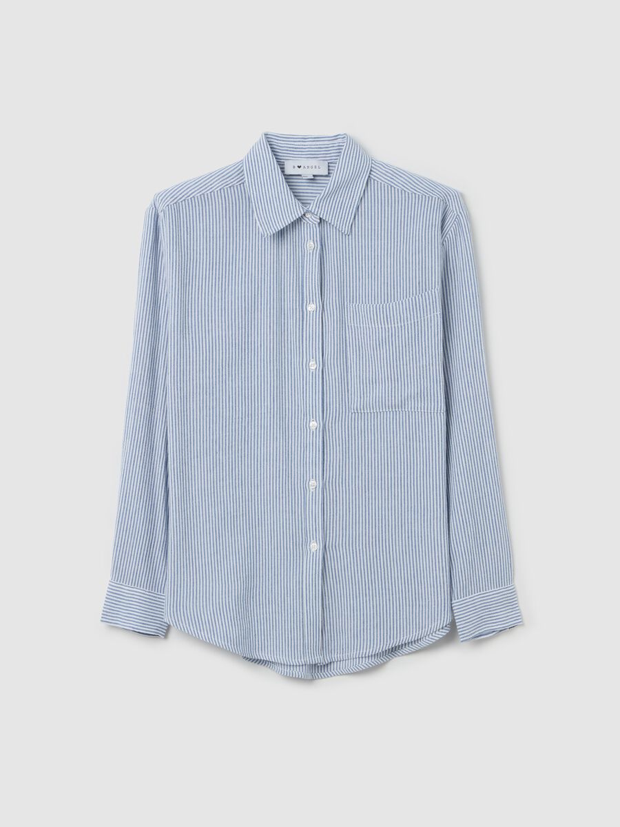 Striped blue shirt in cotton and linen_4