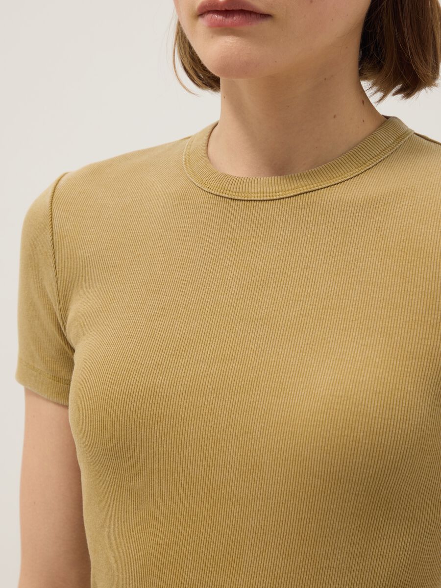 Fitted Yellow Stretch Cotton T-shirt_3