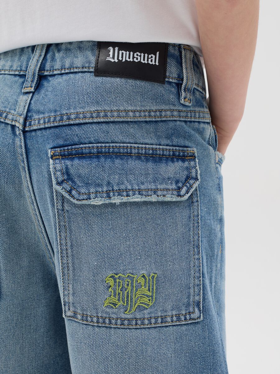 Rigid denim baggy shorts for boys_2