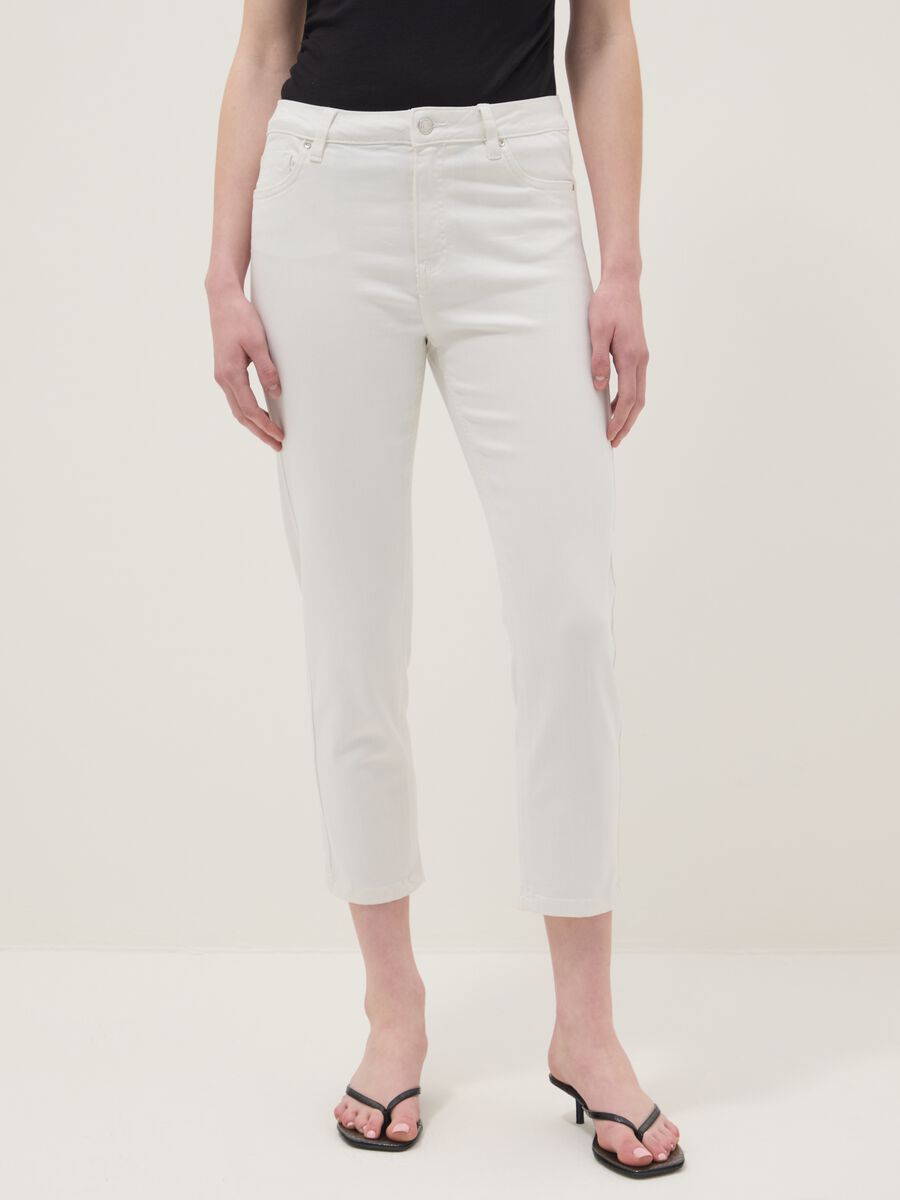 Skinny jeans in white stretch cotton blend_1
