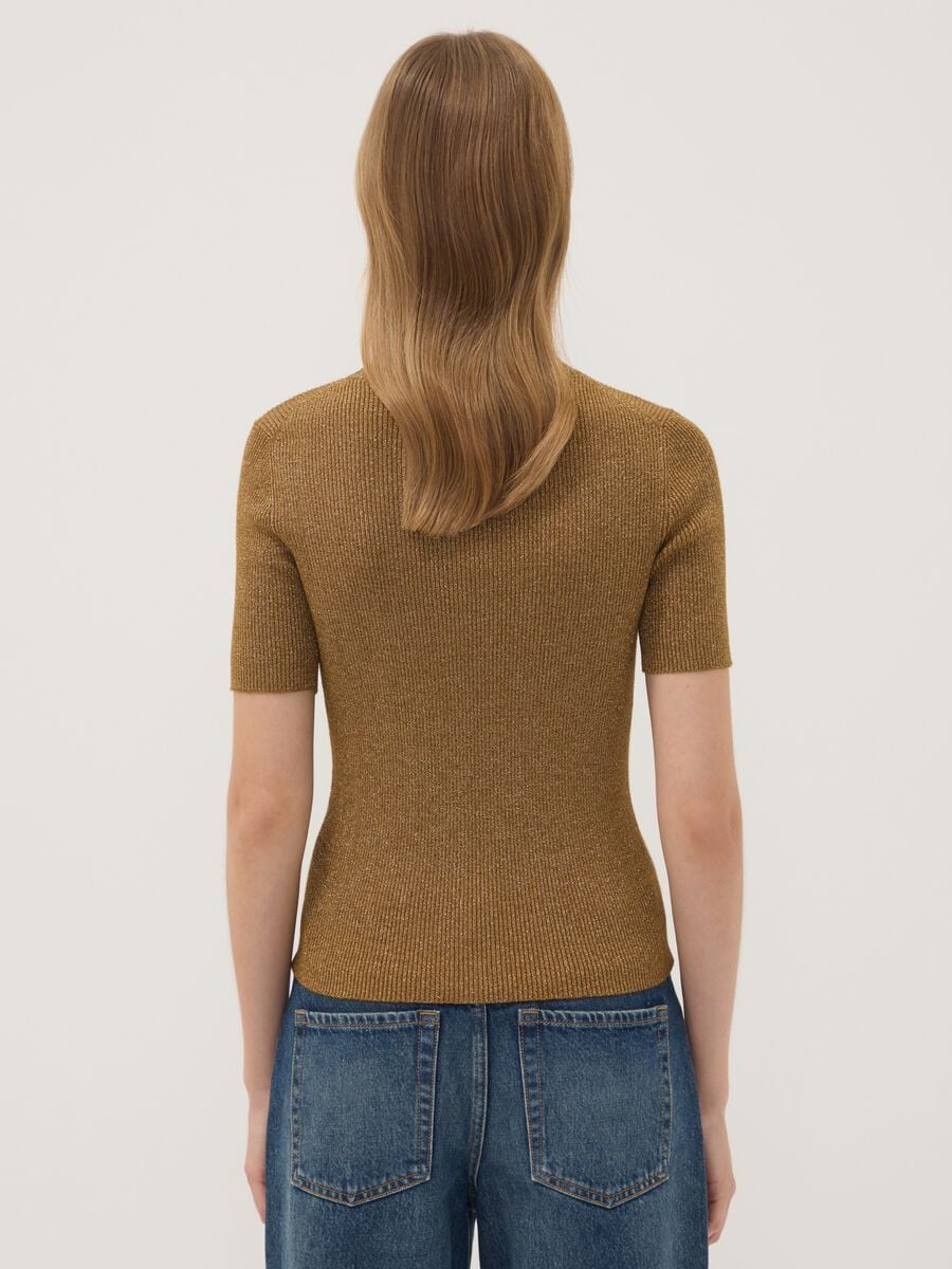 Brown fitted rib-knit viscose blend top_3