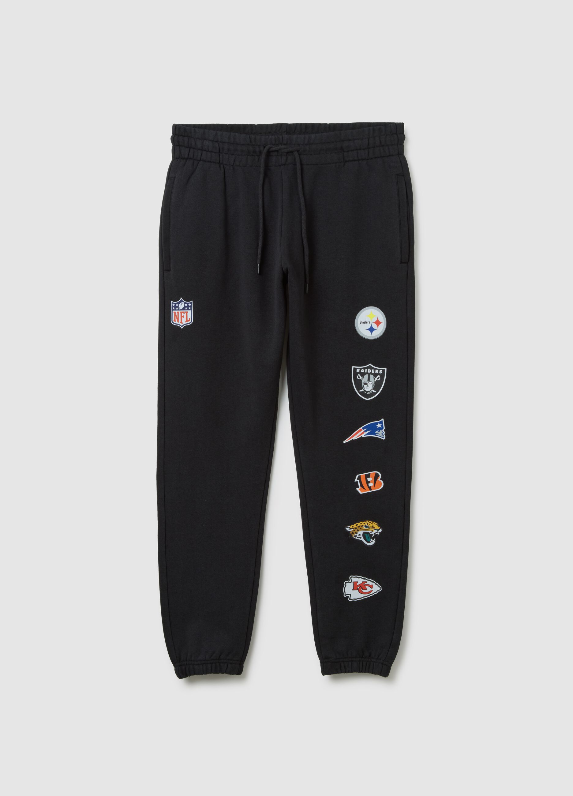 Black Cotton-Blend Trousers with NFL Logos