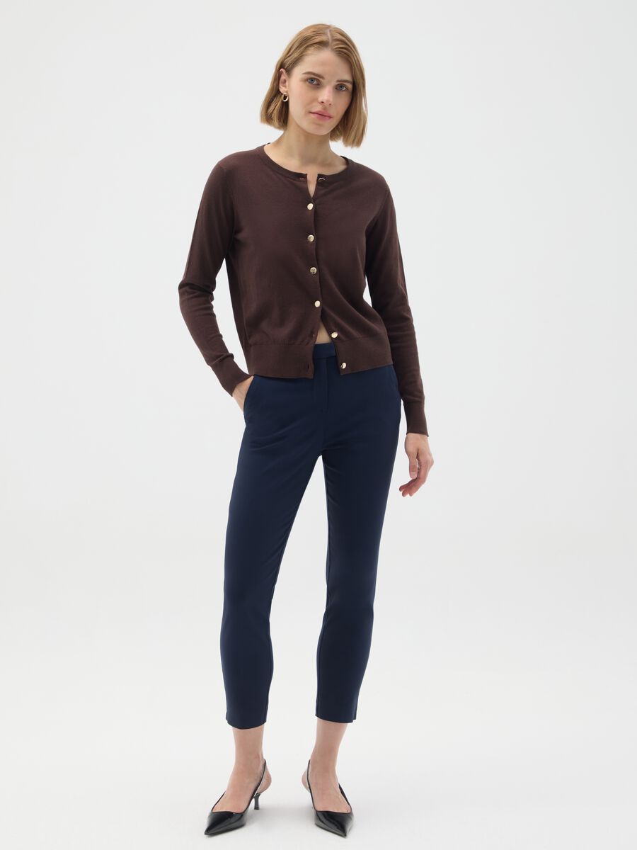 Cardigan in puro cotone marrone regular fit_1