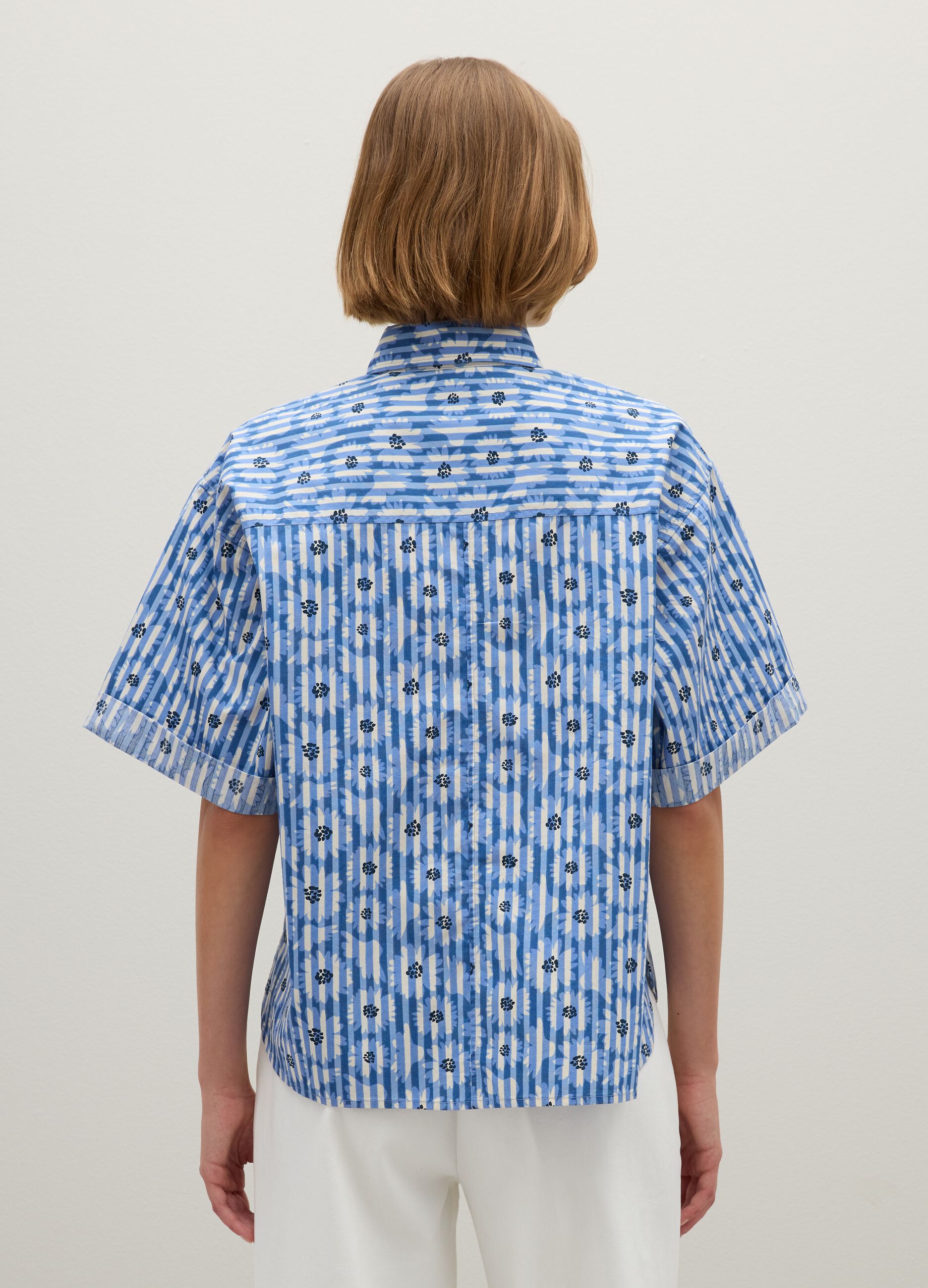Oversized multicolour pure cotton striped shirt