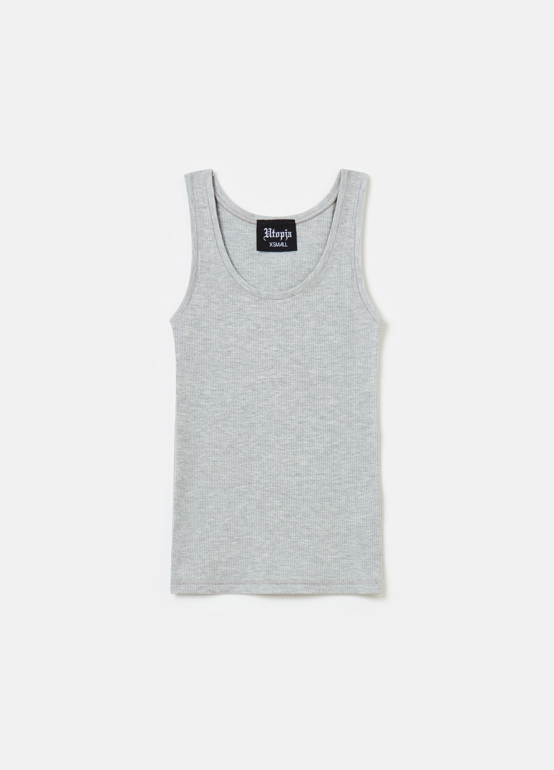 Ribbed Tank Top Mélange Grey