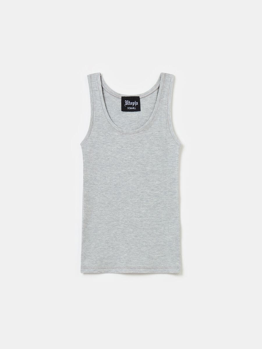 Ribbed Tank Top Grey Melange_4