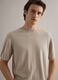 Short-sleeve beige cotton, linen, and silk blend regular fit t-shirt_3
