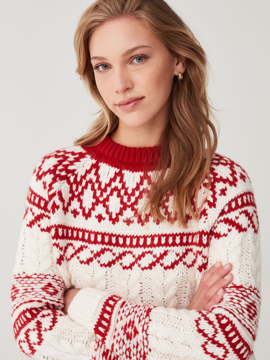 Pullover con disegno norvegese jacquard_1