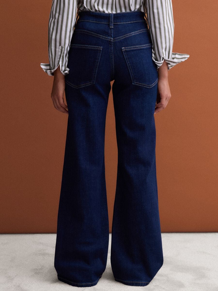 Blue stretch cotton wide-leg jeans_2