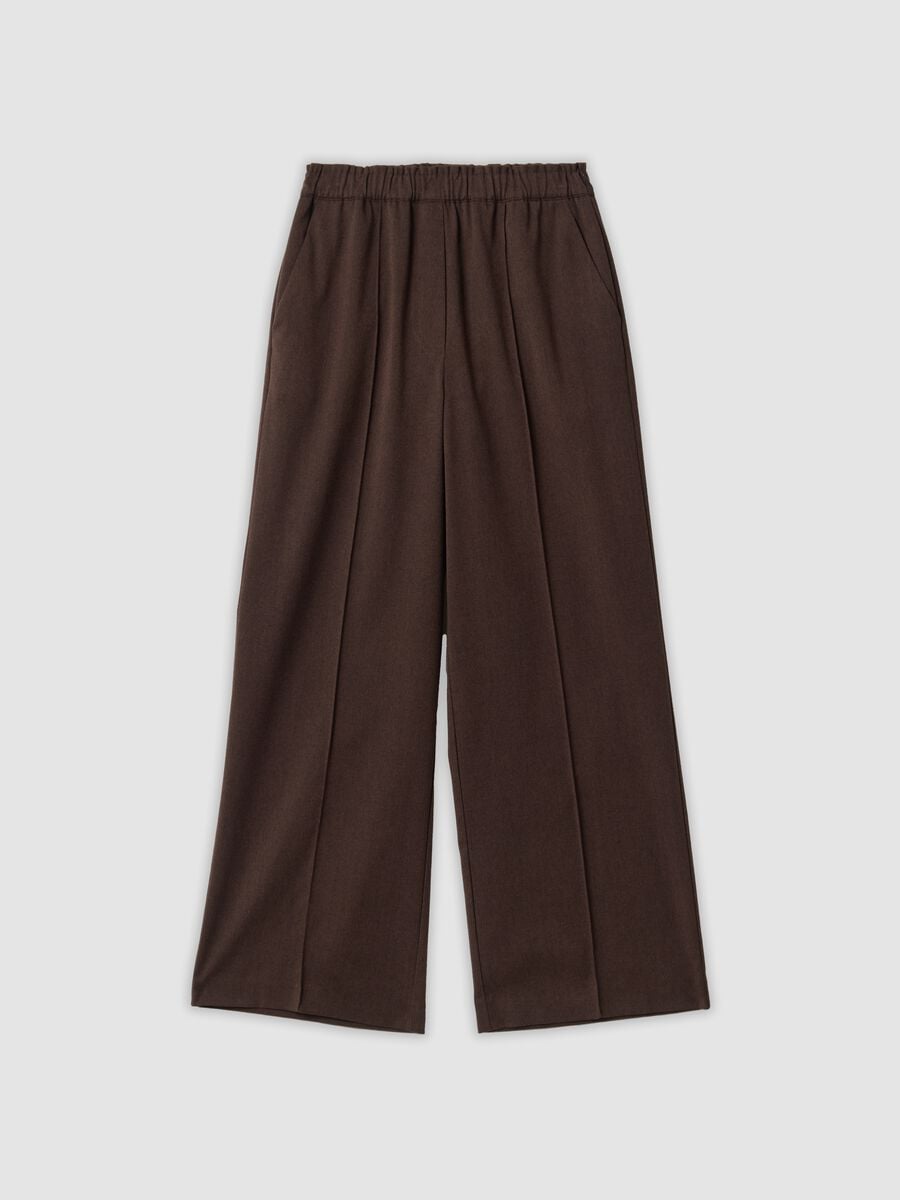 Jogger The Iconic Pants marroni wide leg in viscosa elasticizzata_4