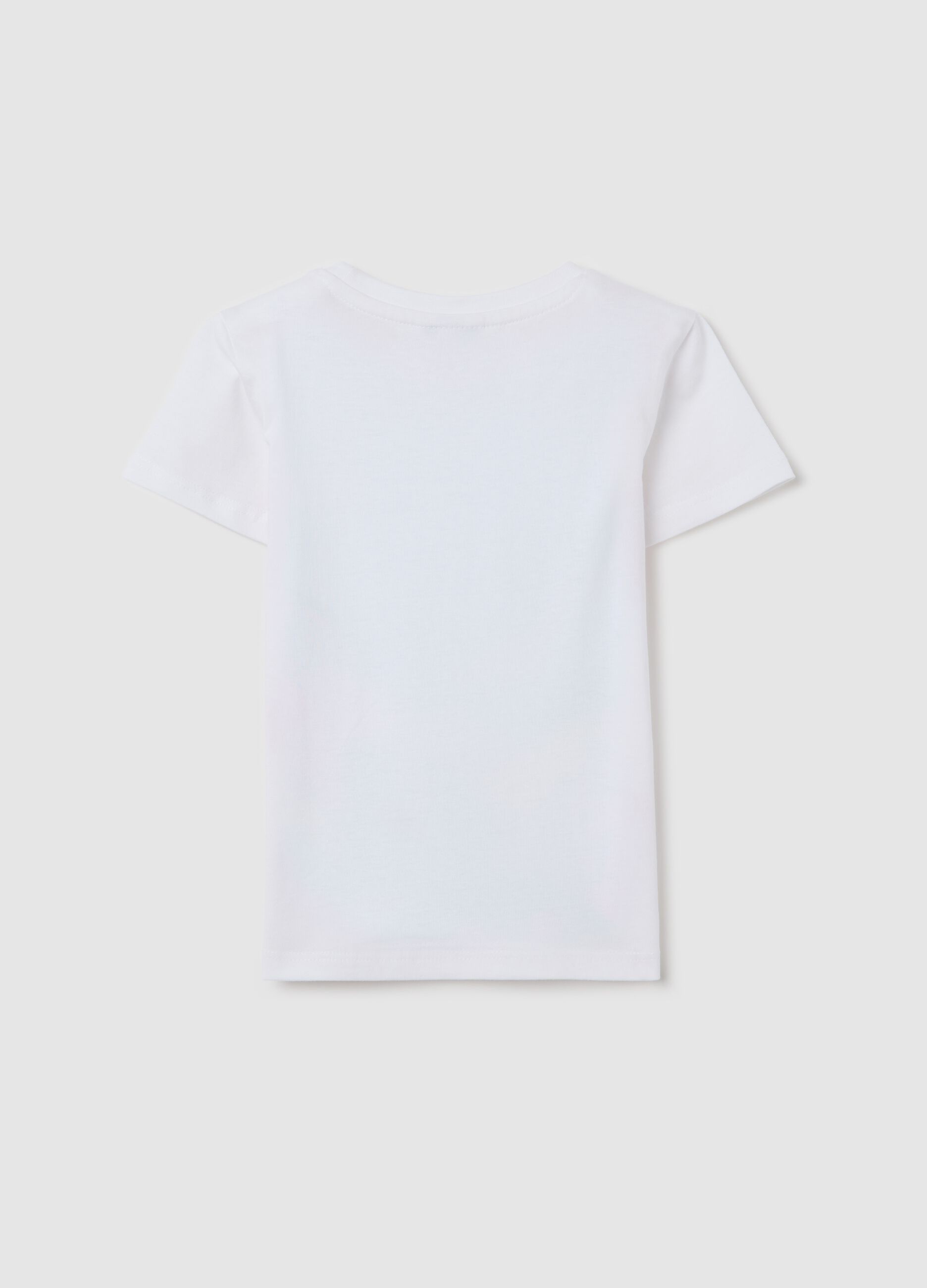 Girls’ white regular-fit T-shirt in 100% cotton with print
