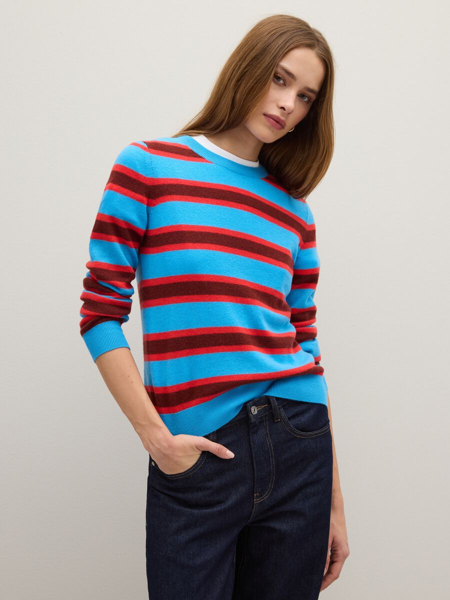 Multicolour striped jumper in pure wool_3