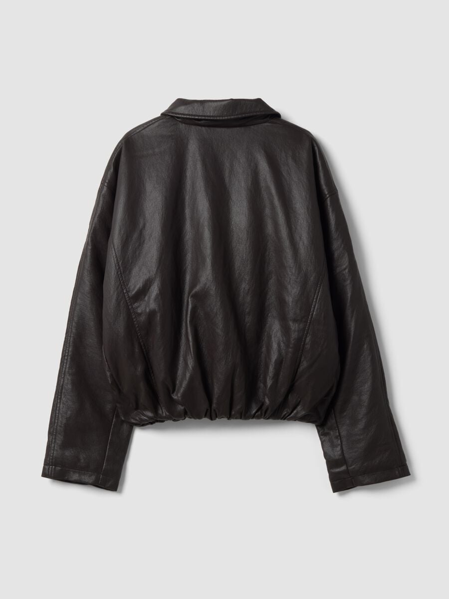 Brown padded viscose-blend jacket with zip and oversized fit_2