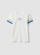 Boys&rsquo; white pure cotton T-shirt with striped sleeves_3