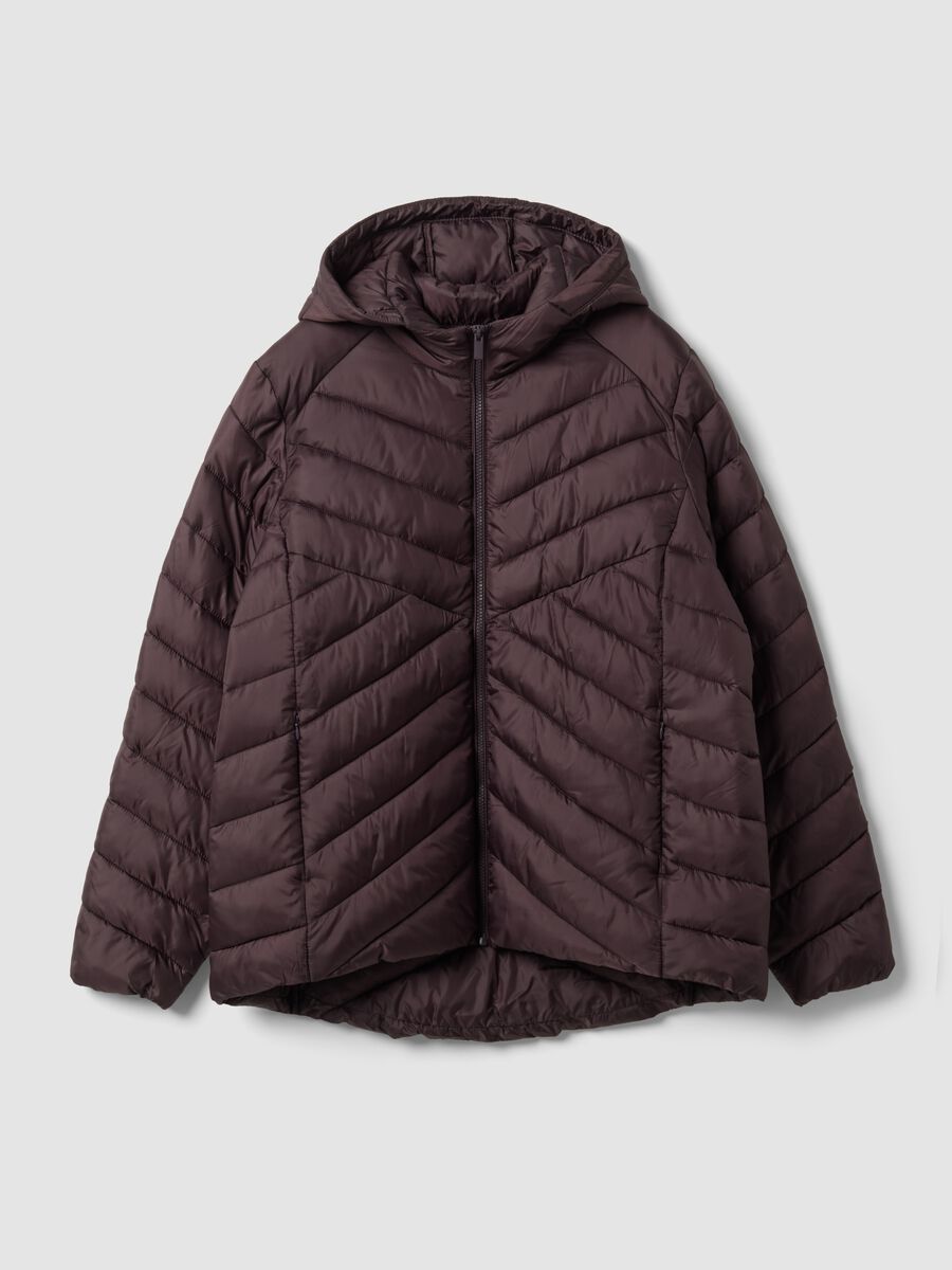 Giacca Ultralight viola trapuntata con cappuccio e zip regular fit_4