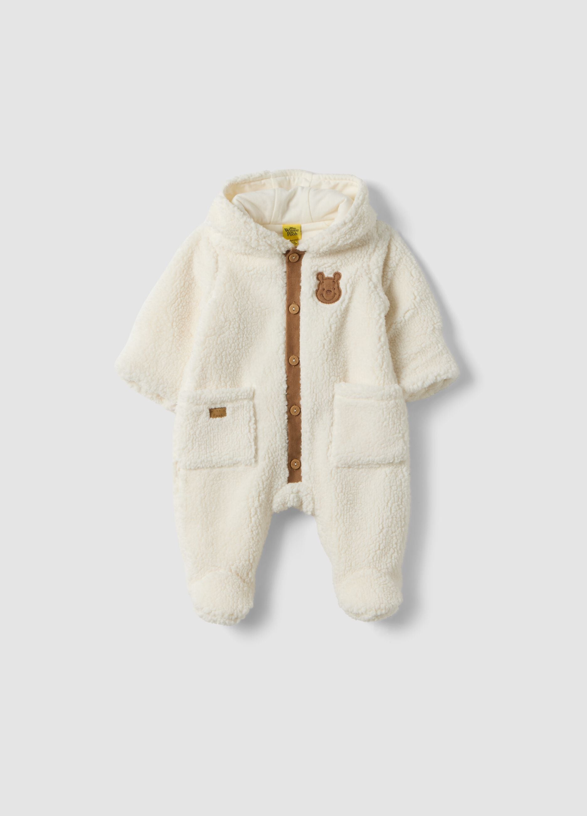 Tutina bianca con cappuccio in puro cotone organico