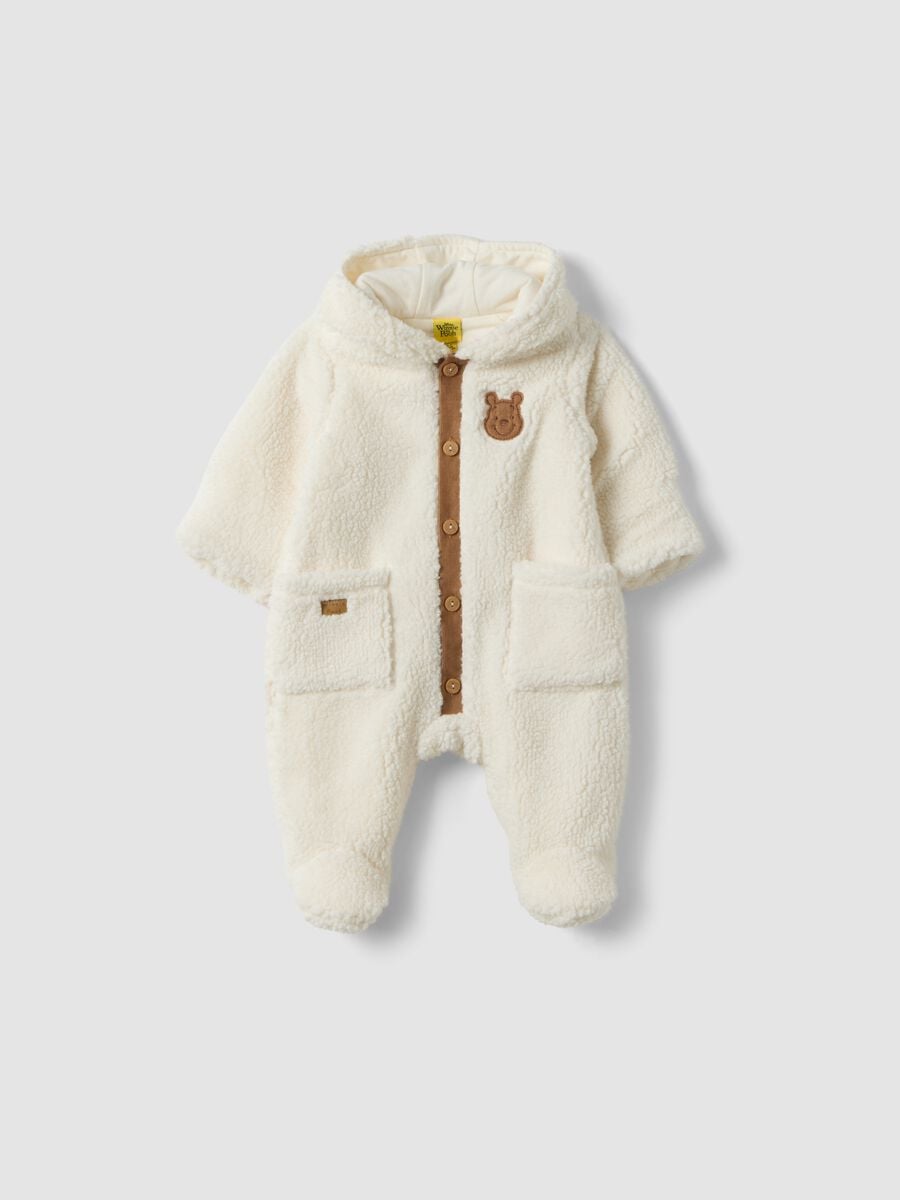 Tutina bianca con cappuccio in puro cotone organico_0
