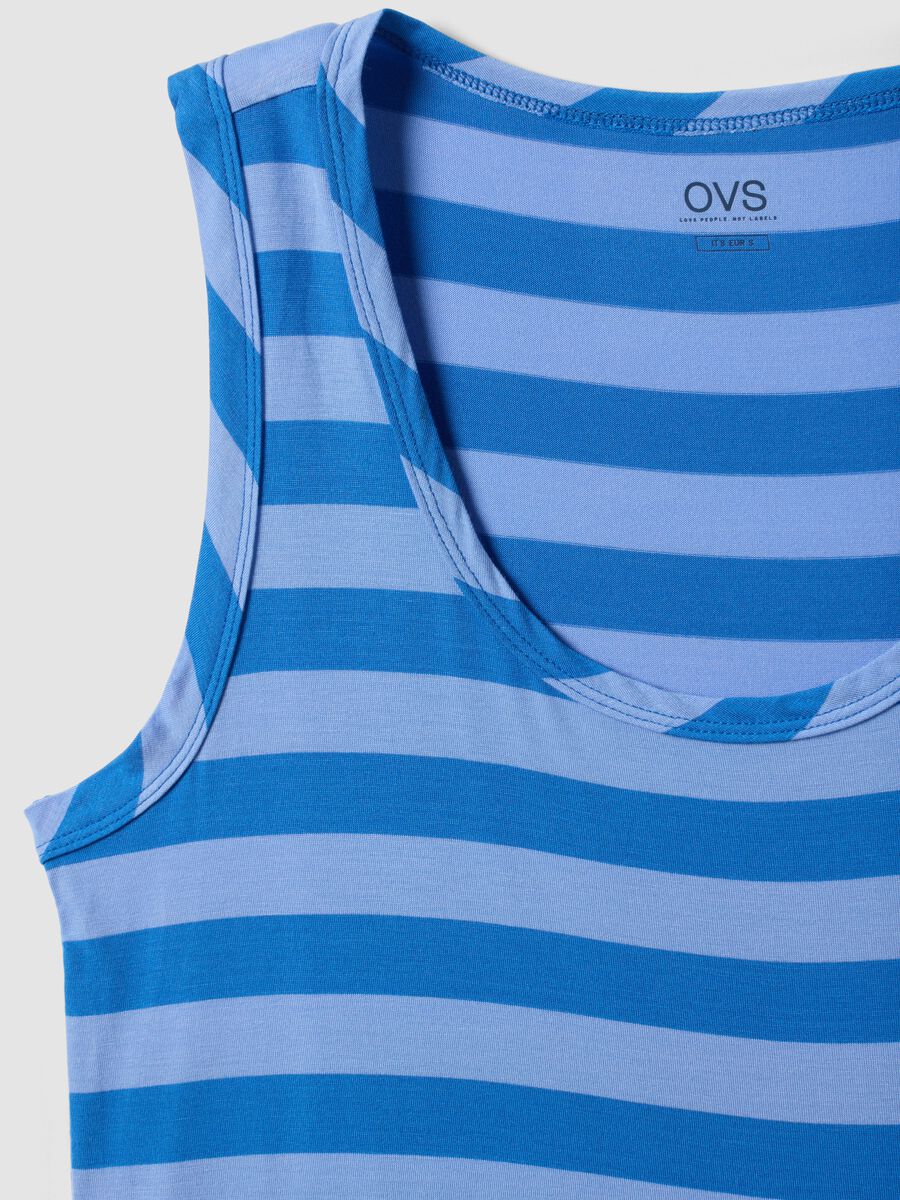Blue striped stretch viscose tank top_1