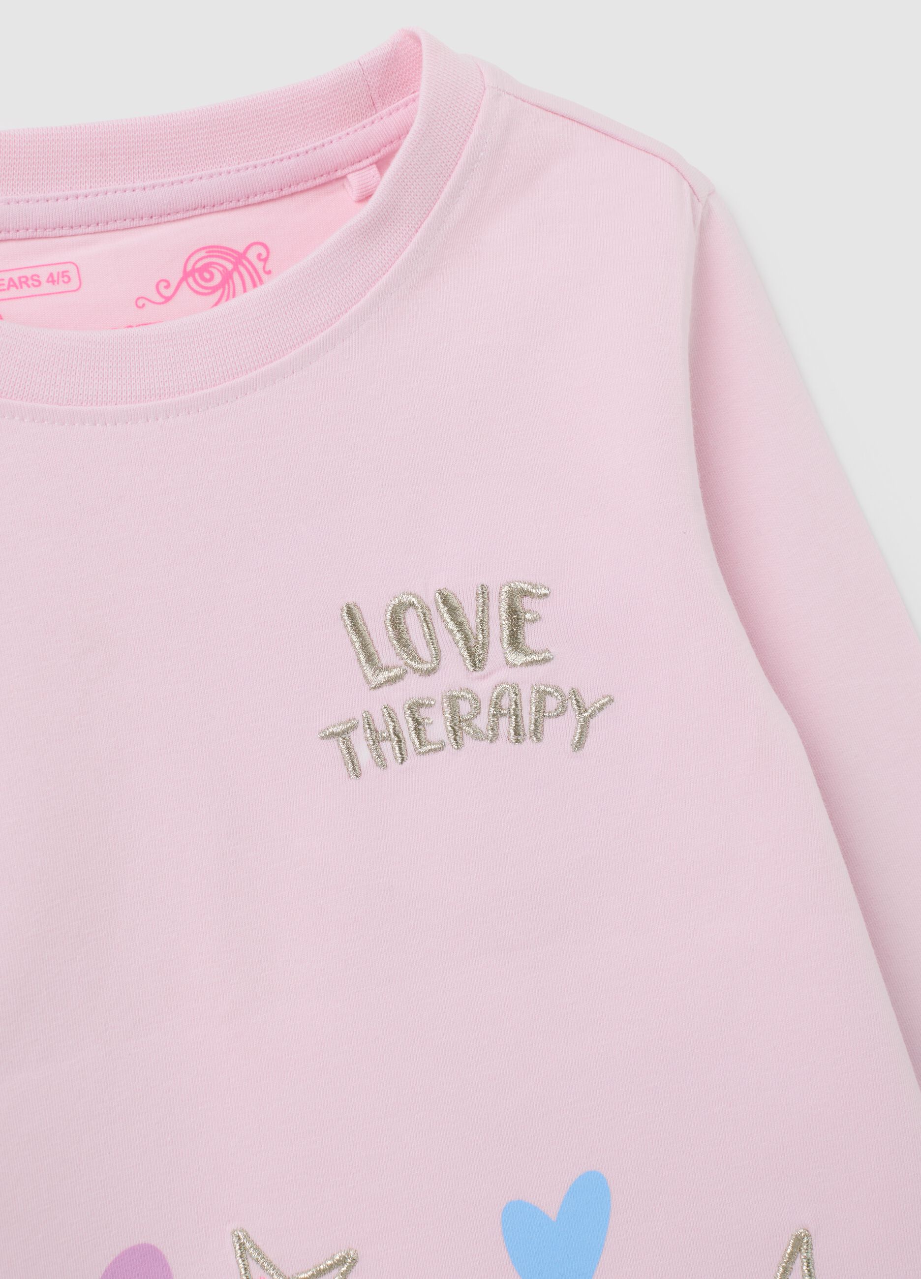 Pink girl's t-shirt with stars and hearts