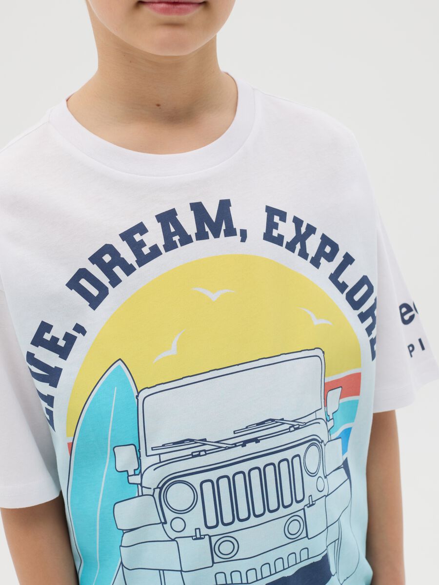 T-shirt in cotone con stampa "Live, Dream, Explore"_1