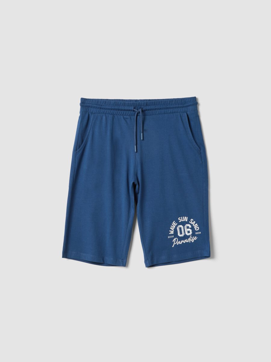 Boys' blue pure cotton regular-fit shorts_0