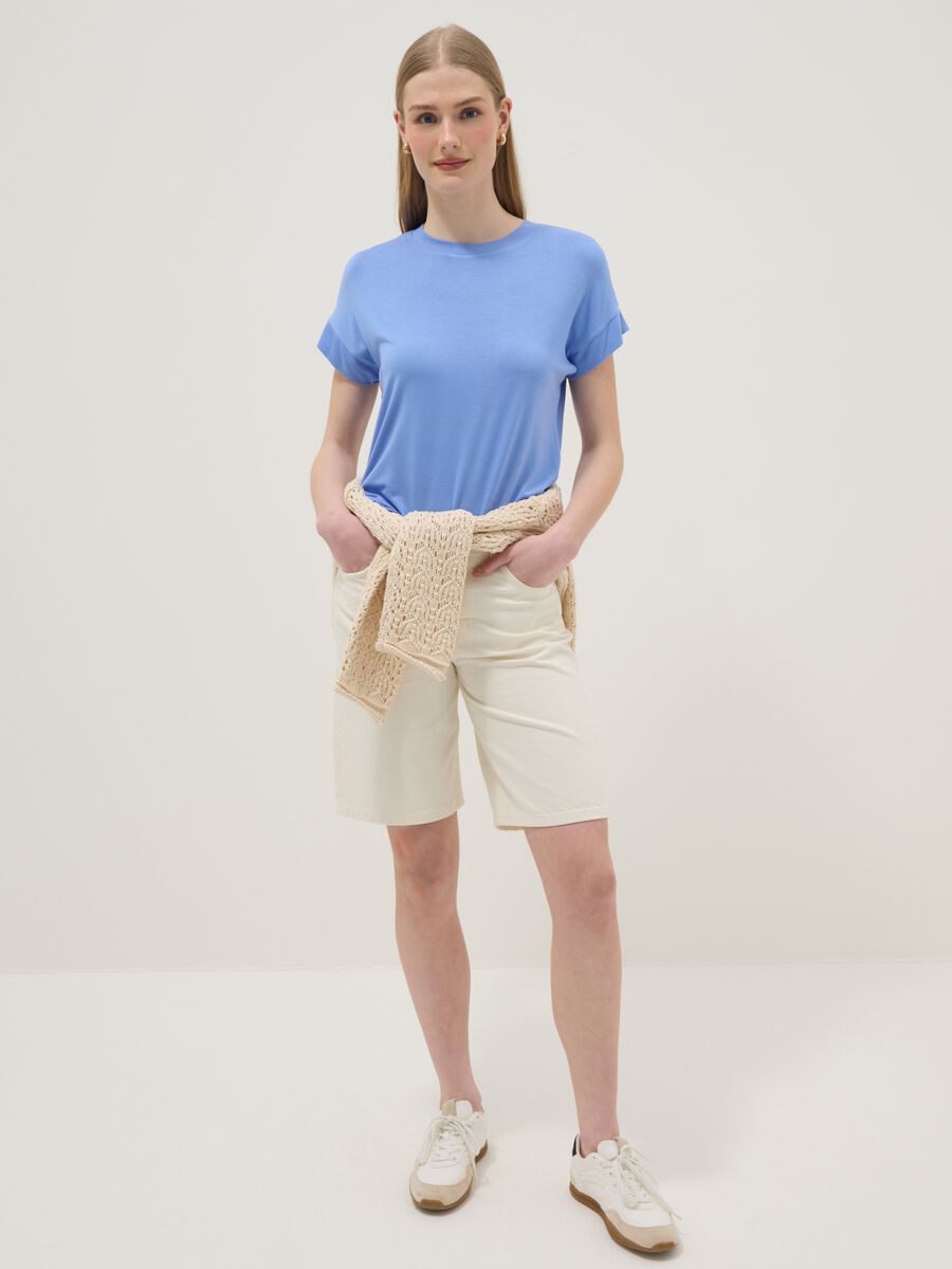 Light blue short-sleeve stretch viscose T-shirt_2
