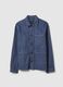 Regular fit blue stretch cotton jacket with collar and buttons_5