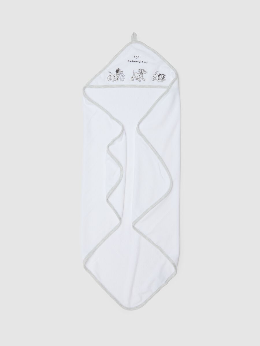 White newborn bathrobe in cotton blend with Disney pattern_1