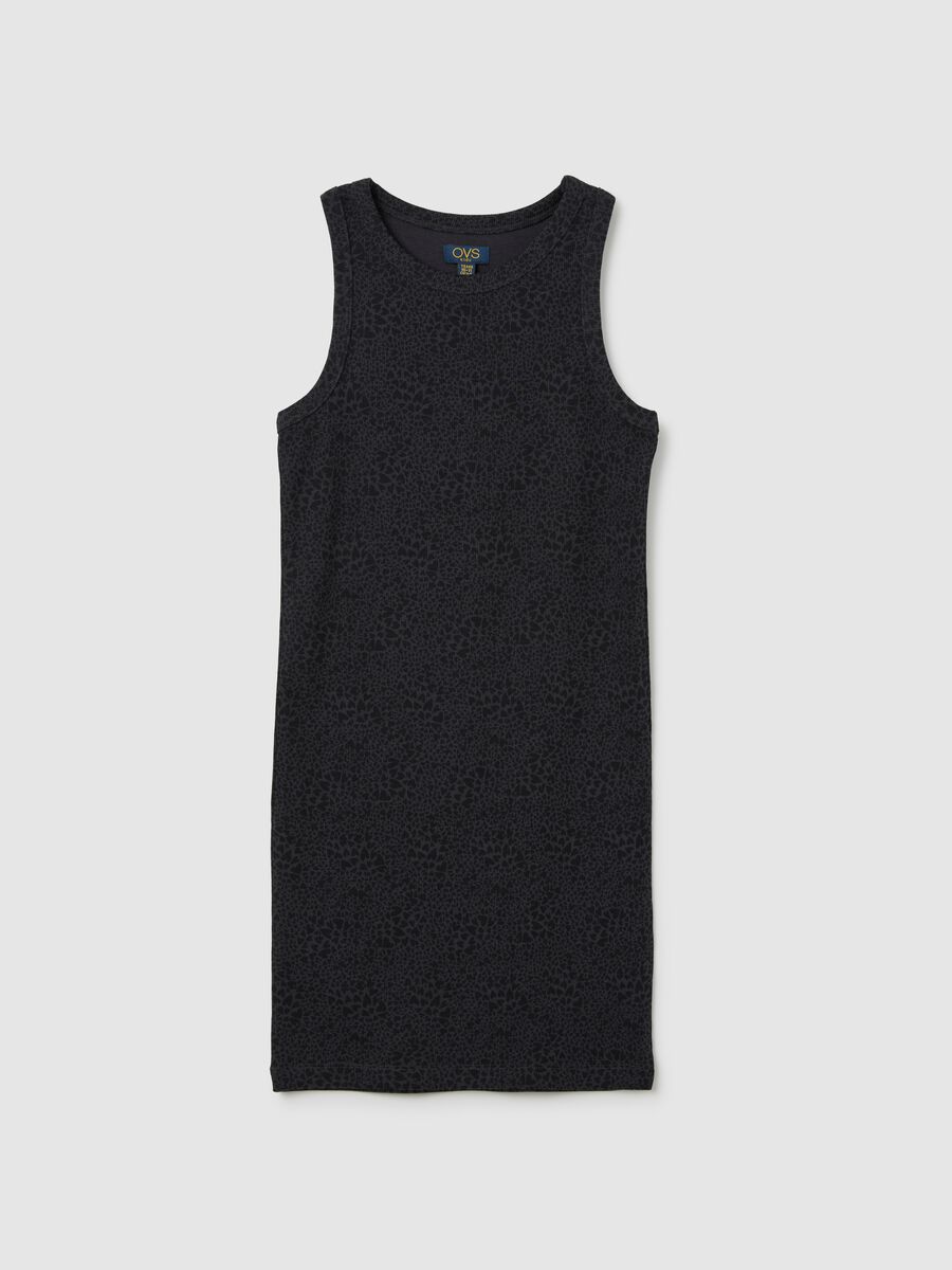 Black fitted cotton girls' dress_0
