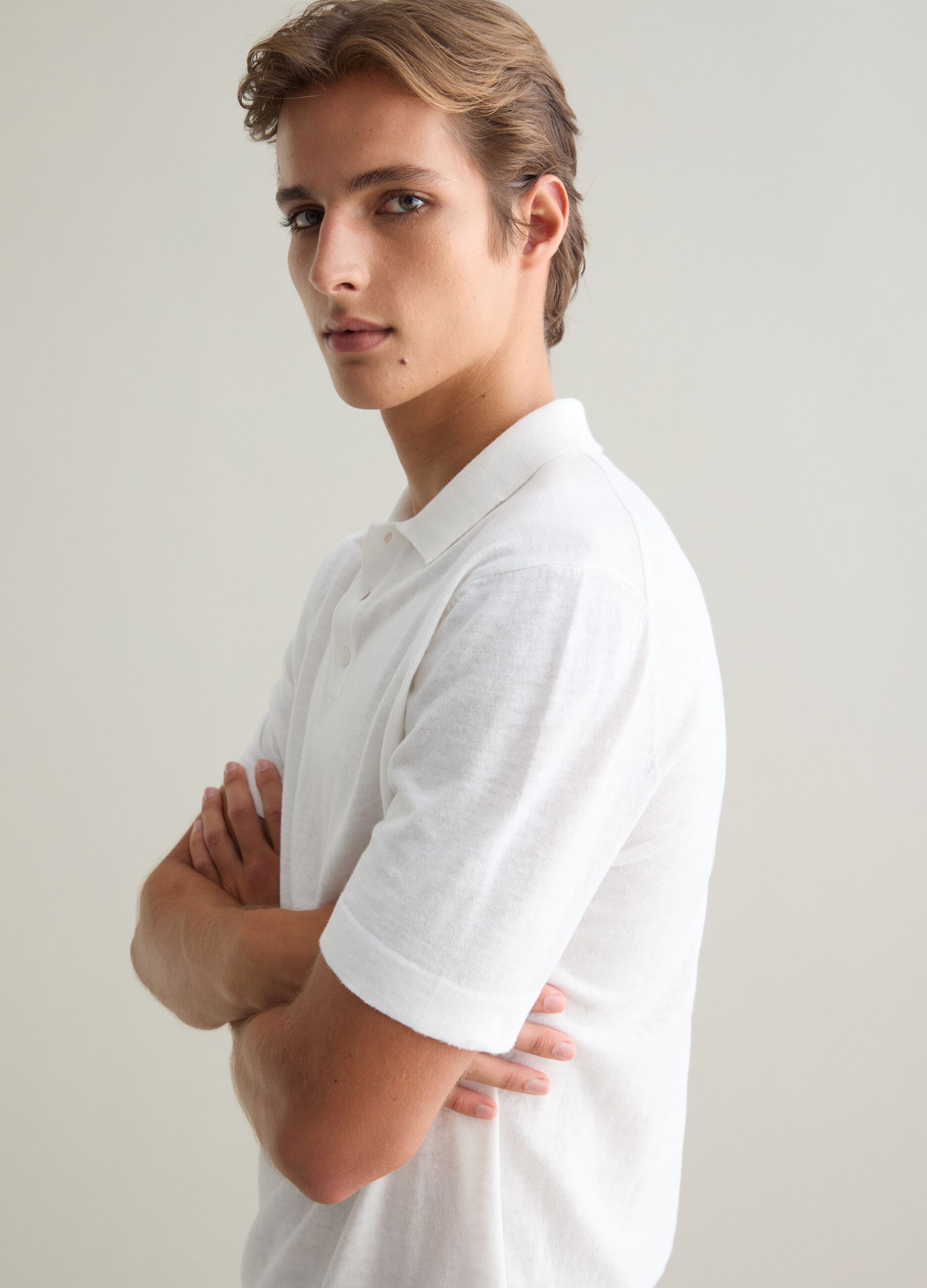 White Short Sleeve Cotton Polo