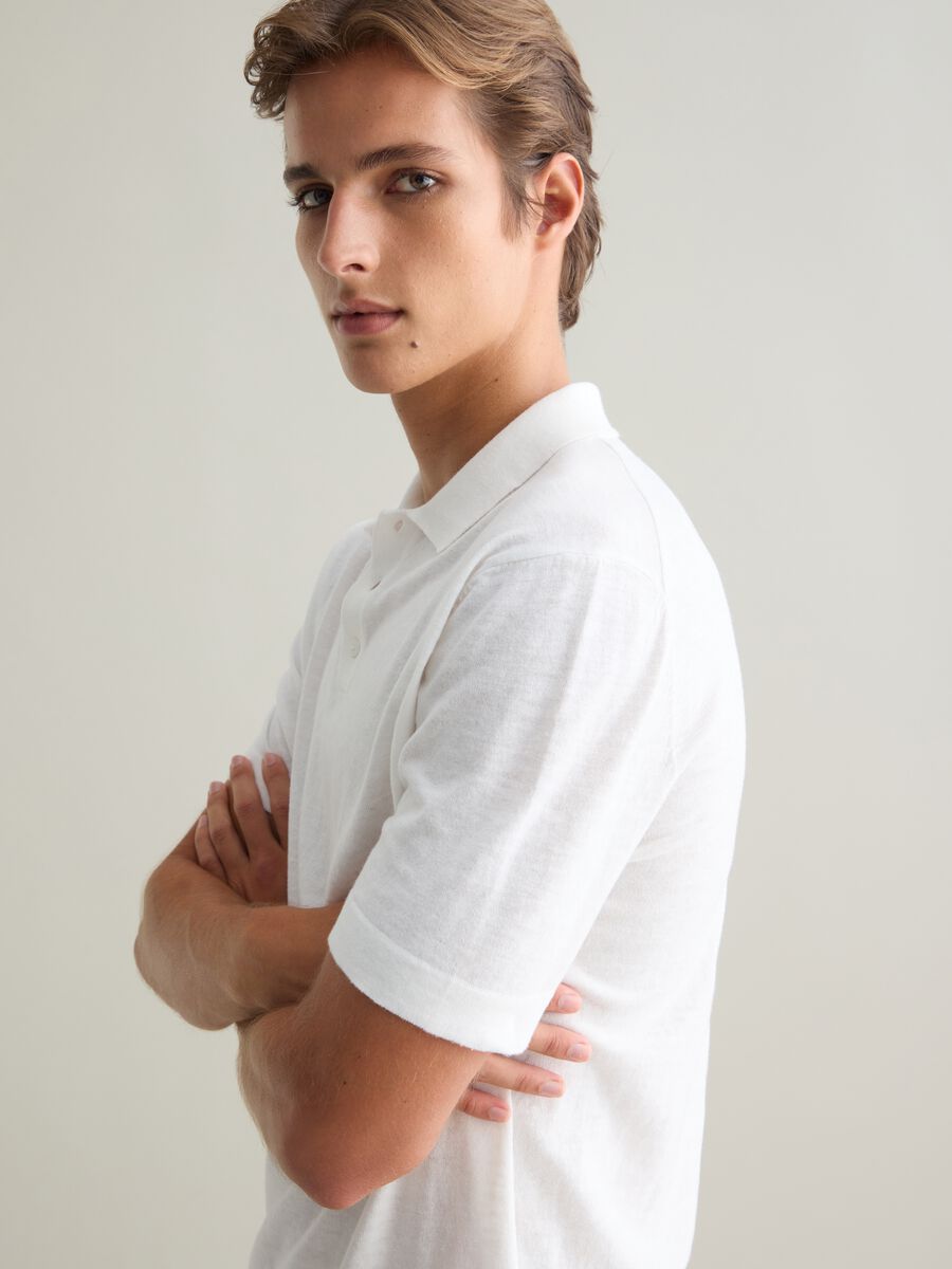 White Short Sleeve Cotton Polo_1