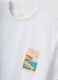 White pure cotton T-shirt with applied print, regular fit_5
