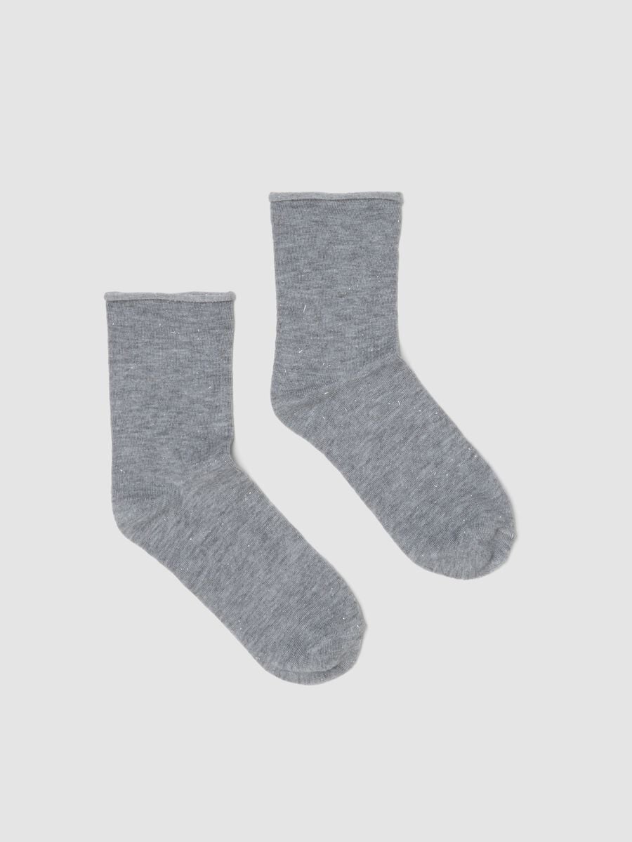 Grey m&eacute;lange stretch viscose socks_0