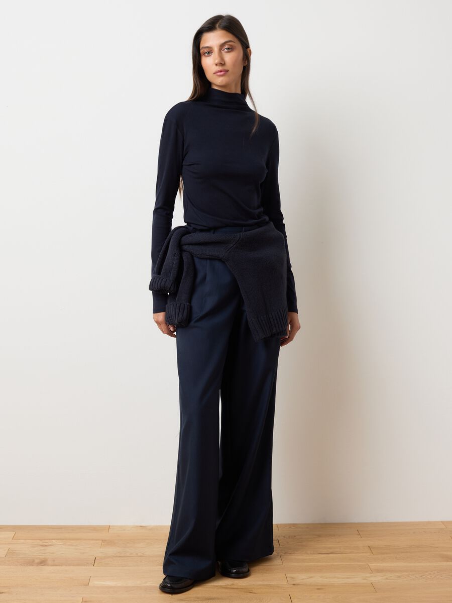 Maglia a collo alto blu regular fit_1