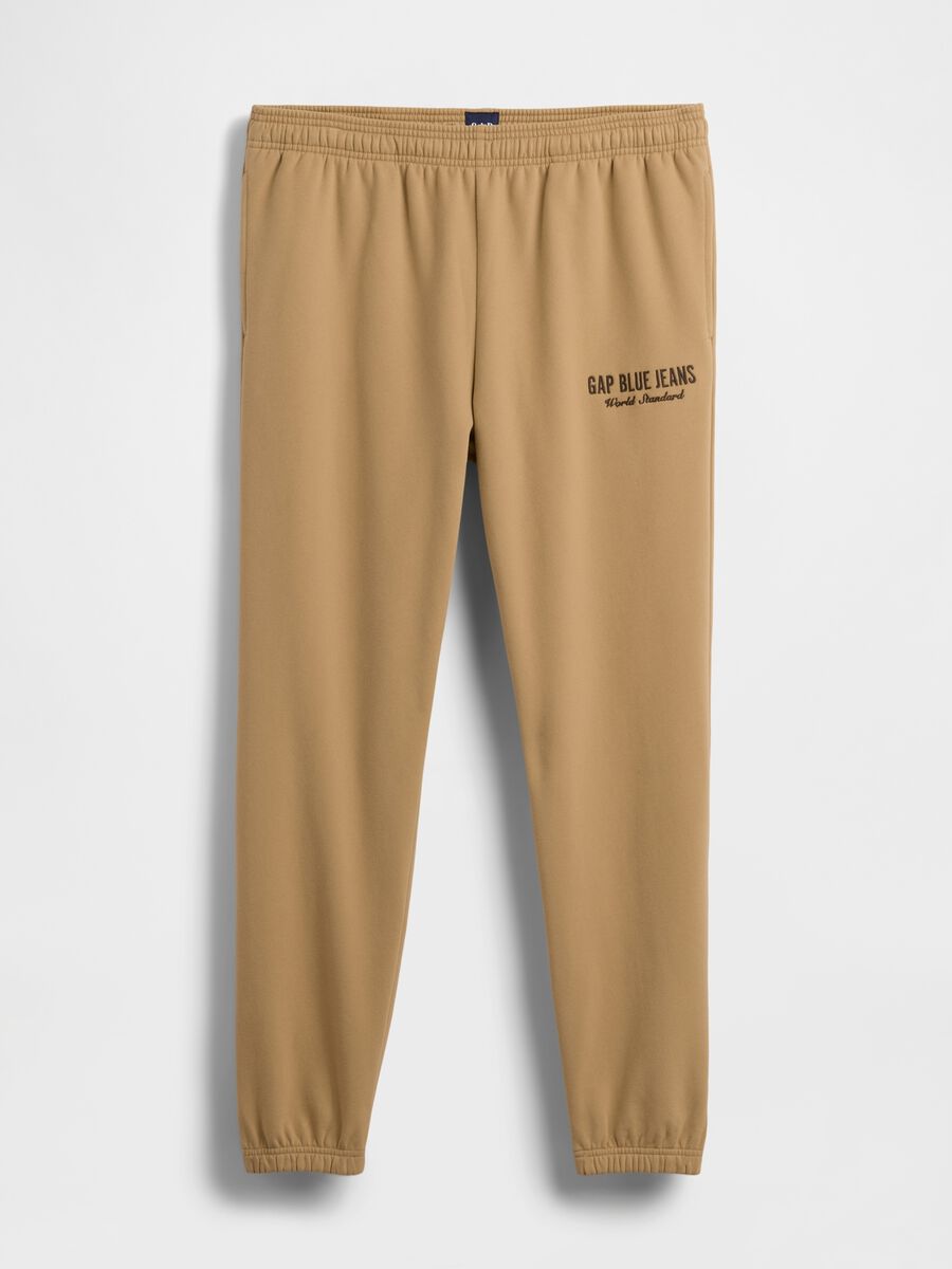 Beige jogger trousers in cotton and polyester blend_5