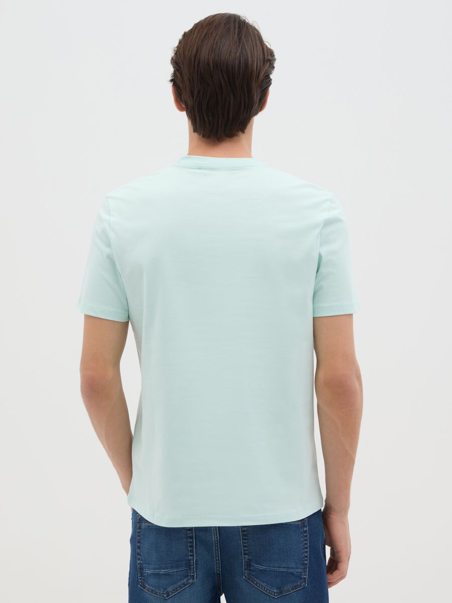Men's pure cotton blue T-shirt with regular fit_3