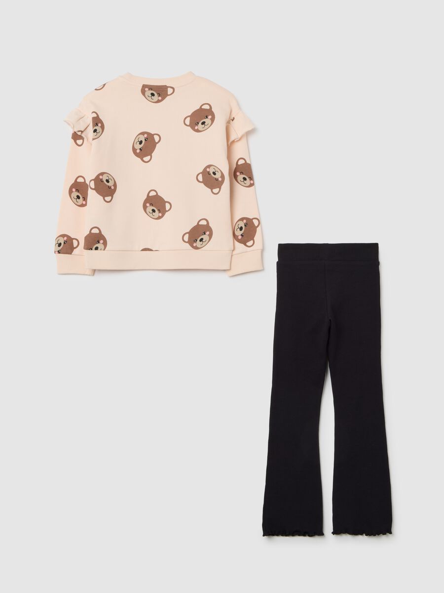 Girl's multicolour sweatshirt and trousers set in pure cotton regular fit_1