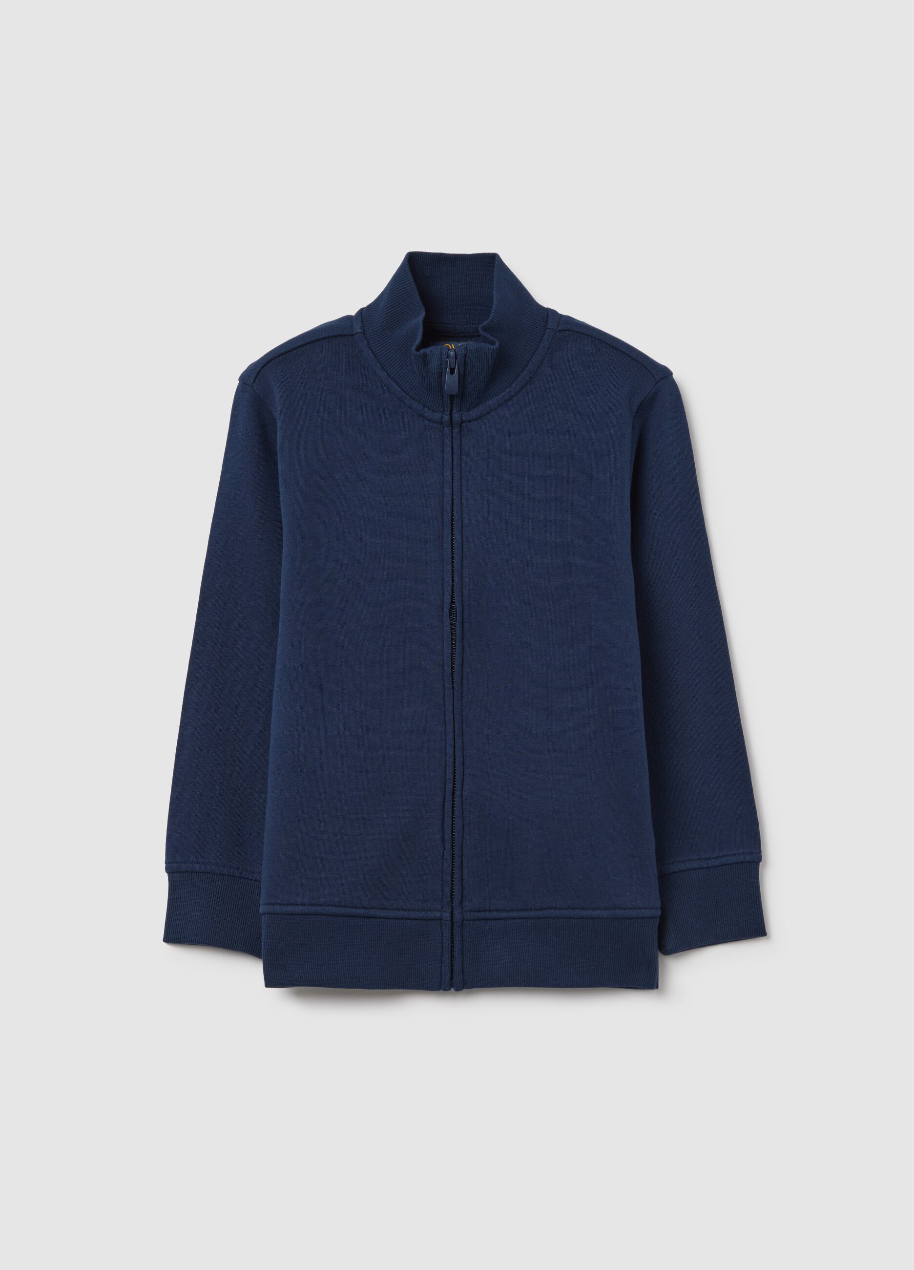 Full-zip sweatshirt in solid colour French terry